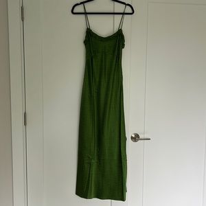 XS Reformation silk polka dot green dress